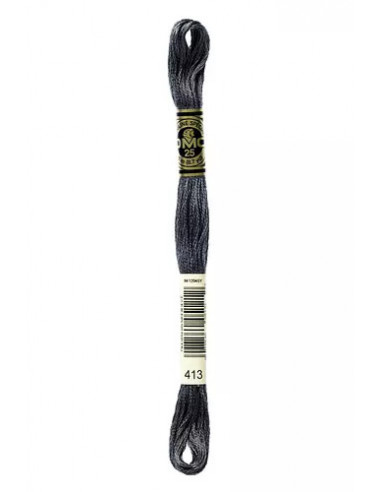 Fil à broder, Mouliné Spécial DMC Art 117, 100% Coton à longues fibres, double mercerisation, 8 m, Fer (413)