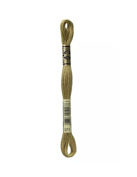 Fil à broder, Mouliné Spécial DMC Art 117, 100% Coton à longues fibres, double mercerisation, 8 m, Vert steppe (371)