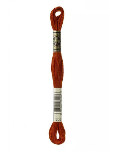 Fil à broder, Mouliné Spécial DMC Art 117, 100% Coton à longues fibres, double mercerisation, 8 m, Brun rouge (355)
