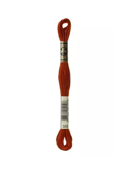 Fil à broder, Mouliné Spécial DMC Art 117, 100% Coton à longues fibres, double mercerisation, 8 m, Brun rouge (355)