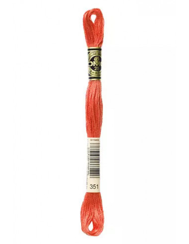 Fil à broder, Mouliné Spécial DMC Art 117, 100% Coton à longues fibres, double mercerisation, 8 m, Corail (351)
