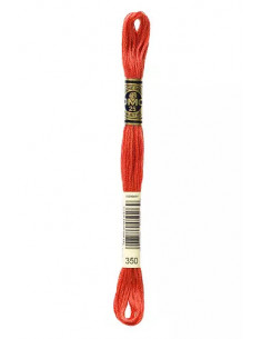 Fil à broder, Mouliné Spécial DMC Art 117, 100% Coton à longues fibres, double mercerisation, 8 m, Vermillon (350)