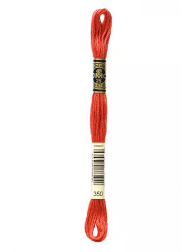 Fil à broder, Mouliné Spécial DMC Art 117, 100% Coton à longues fibres, double mercerisation, 8 m, Vermillon (350)