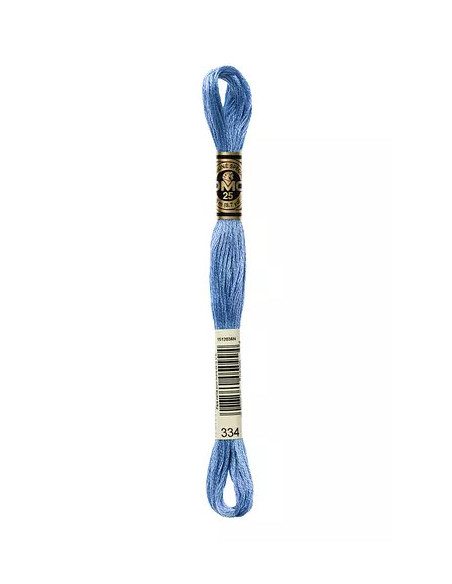 Fil à broder, Mouliné Spécial DMC Art 117, 100% Coton à longues fibres, double mercerisation, 8 m, Indigo clair (334)