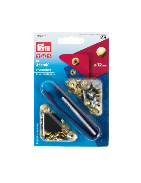 Bouton pression Anorak Prym 12 mm doré | Zephyr Tissus