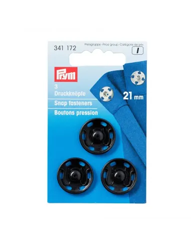 Boutons pression à coudre Prym noir 21 mm | Zephyr Tissus