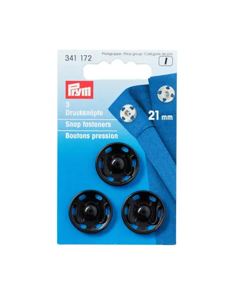 Boutons pression à coudre Prym noir 21 mm | Zephyr Tissus