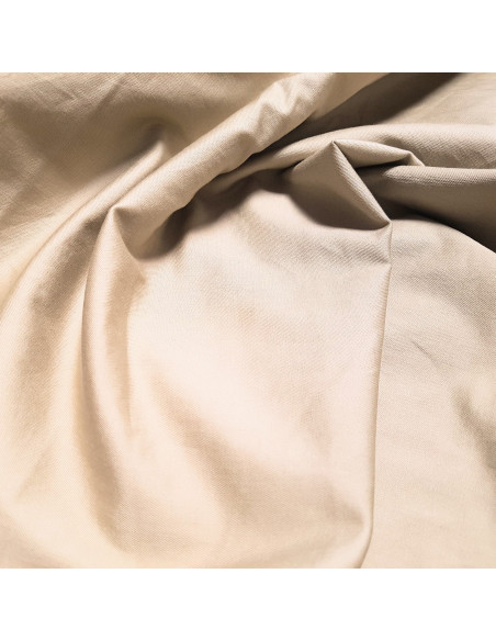 Tissu, Satin de Coton Stretch Uni, Beige Sable, Laize 140 cm, Coton & Élasthanne
