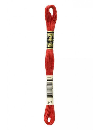 Fil à broder, Mouliné Spécial DMC Art 117, 100% Coton à longues fibres, double mercerisation, 8 m, Rouge égyptien (347)