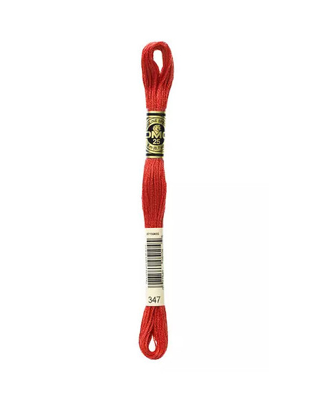 Fil à broder, Mouliné Spécial DMC Art 117, 100% Coton à longues fibres, double mercerisation, 8 m, Rouge égyptien (347)