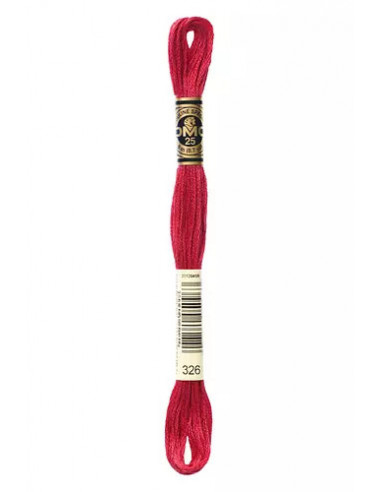 Fil à broder, Mouliné Spécial DMC Art 117, 100% Coton à longues fibres, double mercerisation, 8 m, Rouge rubis (326)