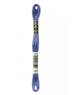Fil à broder, Mouliné Spécial DMC Art 117, 100% Coton à longues fibres, double mercerisation, 8 m, Bleu de Delft (322)