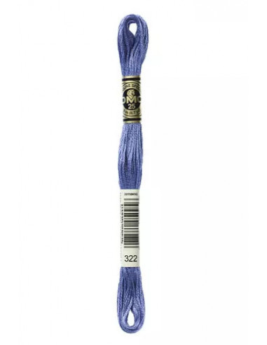 Fil à broder, Mouliné Spécial DMC Art 117, 100% Coton à longues fibres, double mercerisation, 8 m, Bleu de Delft (322)