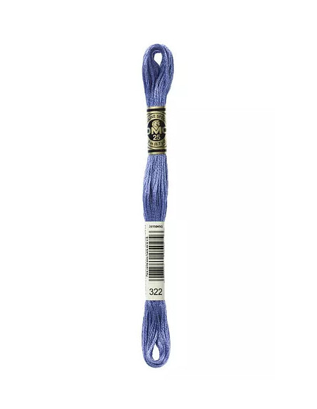 Fil à broder, Mouliné Spécial DMC Art 117, 100% Coton à longues fibres, double mercerisation, 8 m, Bleu de Delft (322)