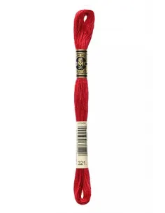 Fil à broder, Mouliné Spécial DMC Art 117, 8 m, Rouge Carmin Métallisé (321)