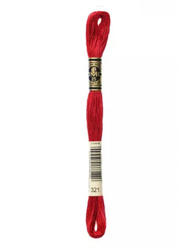 Fil à broder, Mouliné Spécial DMC Art 117, 100% Coton à longues fibres, double mercerisation, 8 m, Rouge Carmin Métallisé (321)
