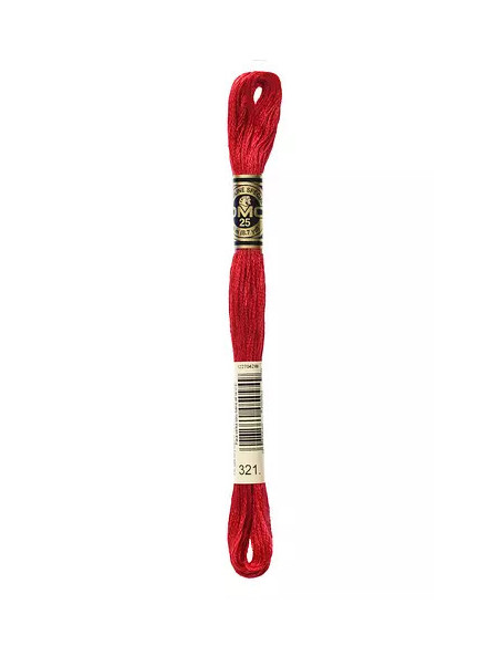 Fil à broder, Mouliné Spécial DMC Art 117, 100% Coton à longues fibres, double mercerisation, 8 m, Rouge Carmin Métallisé (321)