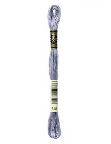 Fil à broder, Mouliné Spécial DMC Art 117, 100% Coton à longues fibres, double mercerisation, 8 m, Granit gris (318)