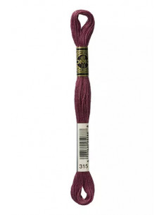 Fil à broder, Mouliné Spécial DMC Art 117, 100% Coton à longues fibres, double mercerisation, 8 m, Lilas fané (315)