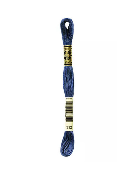 Fil à broder, Mouliné Spécial DMC Art 117, 100% Coton à longues fibres, double mercerisation, 8 m, Bleu nuit (312)