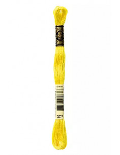 Fil à broder, Mouliné Spécial DMC Art 117, 100% Coton à longues fibres, double mercerisation, 8 m, Citron (307)