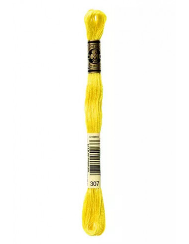 Fil à broder, Mouliné Spécial DMC Art 117, 100% Coton à longues fibres, double mercerisation, 8 m, Citron (307)