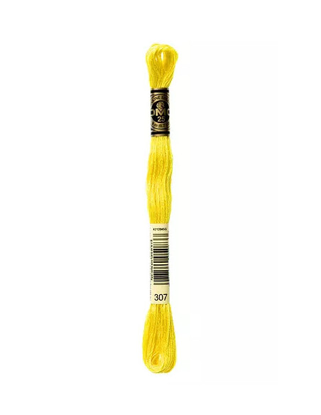 Fil à broder, Mouliné Spécial DMC Art 117, 100% Coton à longues fibres, double mercerisation, 8 m, Citron (307)