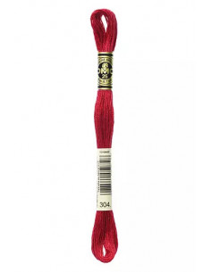Fil à broder, Mouliné Spécial DMC Art 117, 100% Coton à longues fibres, double mercerisation, 8 m, Rouge laque de Chine (304)