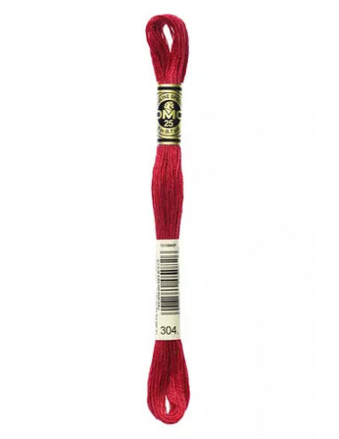 Fil à broder, Mouliné Spécial DMC Art 117, 100% Coton à longues fibres, double mercerisation, 8 m, Rouge laque de Chine (304)