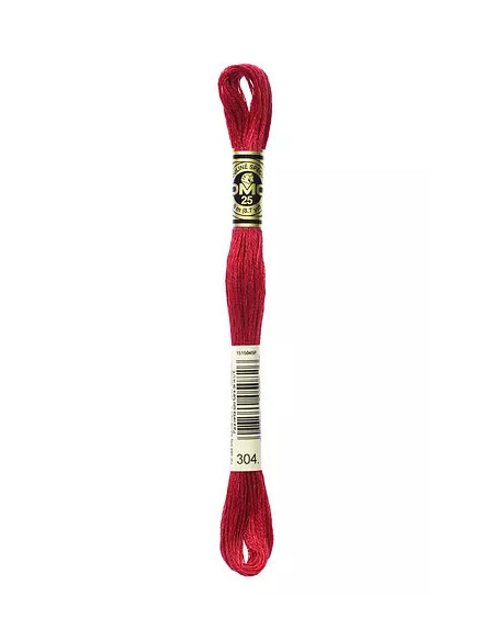 Fil à broder, Mouliné Spécial DMC Art 117, 100% Coton à longues fibres, double mercerisation, 8 m, Rouge laque de Chine (304)