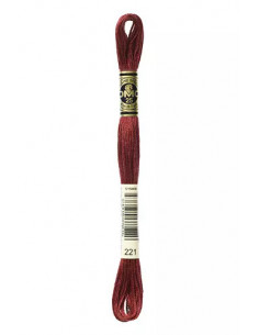 Fil à broder, Mouliné Spécial DMC Art 117, 100% Coton à longues fibres, double mercerisation, 8 m, Rouge de Mars (221)