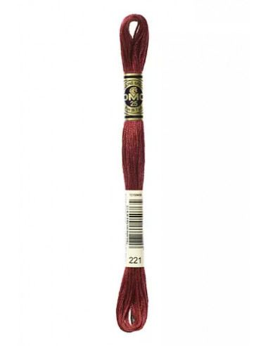 Fil à broder, Mouliné Spécial DMC Art 117, 100% Coton à longues fibres, double mercerisation, 8 m, Rouge de Mars (221)