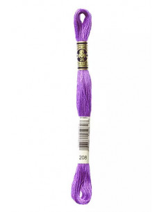 Fil à broder, Mouliné Spécial DMC Art 117, 100% Coton à longues fibres, double mercerisation, 8 m, Pensée (208)