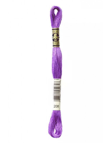 Fil à broder, Mouliné Spécial DMC Art 117, 100% Coton à longues fibres, double mercerisation, 8 m, Pensée (208)