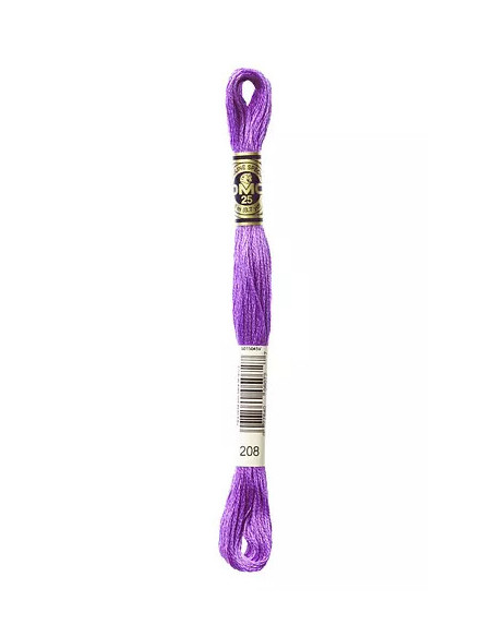 Fil à broder, Mouliné Spécial DMC Art 117, 100% Coton à longues fibres, double mercerisation, 8 m, Pensée (208)