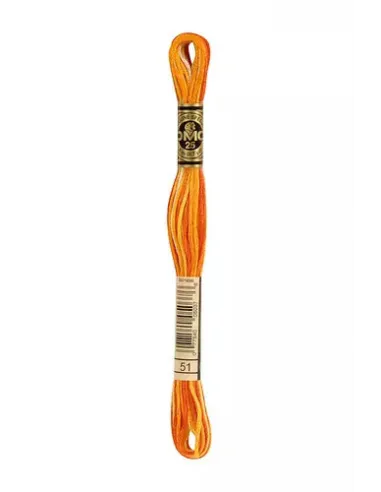 Fil à broder, Mouliné Spécial DMC Art 117, 8 m, Orange citrouille ombré (51)