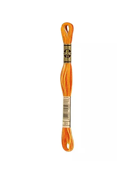 Fil à broder, Mouliné Spécial DMC Art 117, 8 m, Orange citrouille ombré (51)