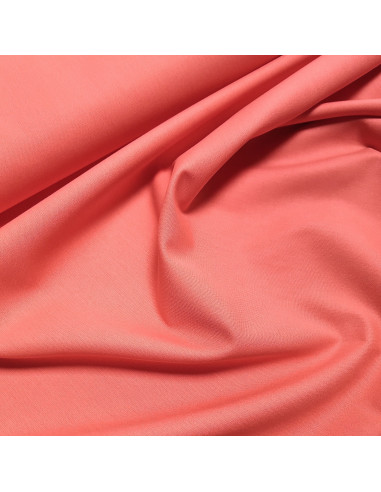 Tissu, Popeline de Coton Unie, Rose Orangé, Laize 150 cm, 100% Coton 130g/m²