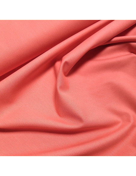 Tissu, Popeline de Coton Unie, Rose Orangé, Laize 150 cm, 100% Coton 130g/m²