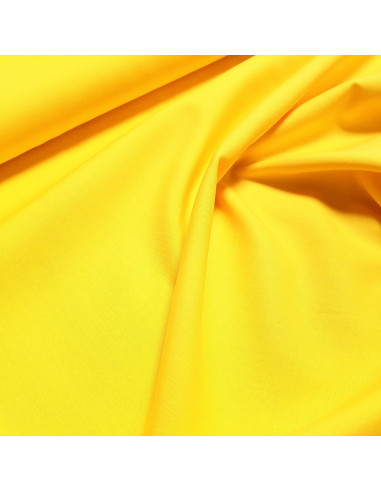 Tissu, Popeline de Coton Unie, Jaune Citron, Laize 150 cm, 100% Coton 130g/m²