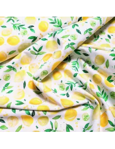Tissu, Popeline de Coton Citrons, Multicolore, Laize 150 cm, 100% Coton 107g/m² 2