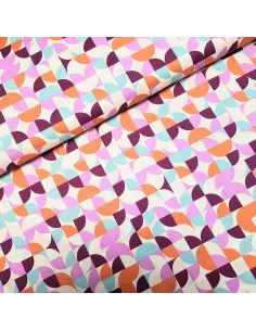 Tissu, Popeline de Coton Géométrique, Multicolore, Laize 150 cm, 100% Coton 107g/m²