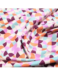 Tissu, Popeline de Coton Géométrique, Multicolore, Laize 150 cm, 100% Coton 107g/m² 2