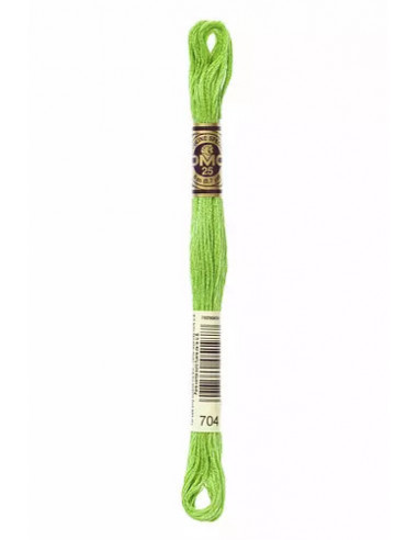 Fil à broder, Mouliné Spécial DMC Art 117, 100% Coton à longues fibres, double mercerisation, 8 m, Citron vert (704)