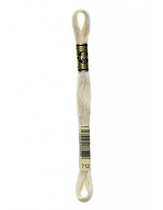 Fil à broder, Mouliné Spécial DMC Art 117, 100% Coton à longues fibres, double mercerisation, 8 m, Crème (712)