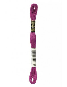 Fil à broder, Mouliné Spécial DMC Art 117, 100% Coton à longues fibres, double mercerisation, 8 m, Rose Magenta Métallisé (718)