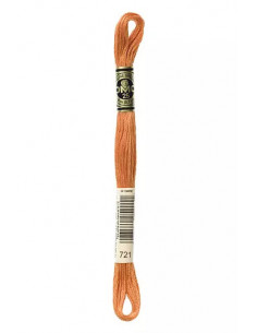 Fil à broder, Mouliné Spécial DMC Art 117, 100% Coton à longues fibres, double mercerisation, 8 m, Papaye orange (721)