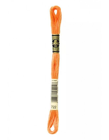 Fil à broder, Mouliné Spécial DMC Art 117, 100% Coton à longues fibres, double mercerisation, 8 m, Crevette (722)