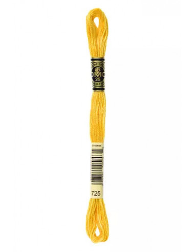 Fil à broder, Mouliné Spécial DMC Art 117, 100% Coton à longues fibres, double mercerisation, 8 m, Jaune bouton d’or (725)