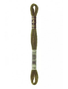 Fil à broder, Mouliné Spécial DMC Art 117, 100% Coton à longues fibres, double mercerisation, 8 m, Kaki (730)